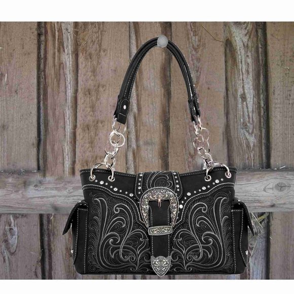Montana West Concealed Weapon Old West Style Buckle Purse Handbag Satchel - Picture 1 of 2